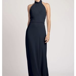 Jenny Yoo Navy Brett Halter Dress